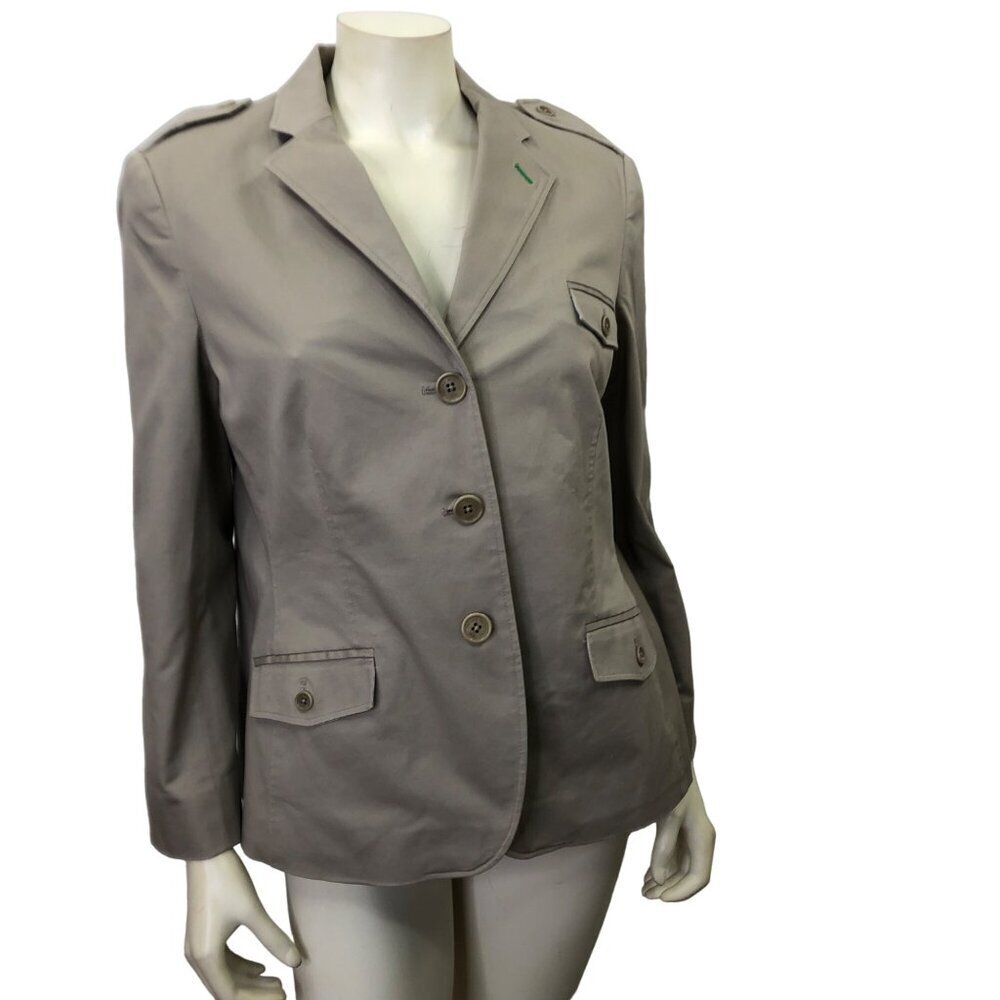 BROOK BROTHERS STRETCH KHAKI THREE BUTTONS BLAZER SIZE 14